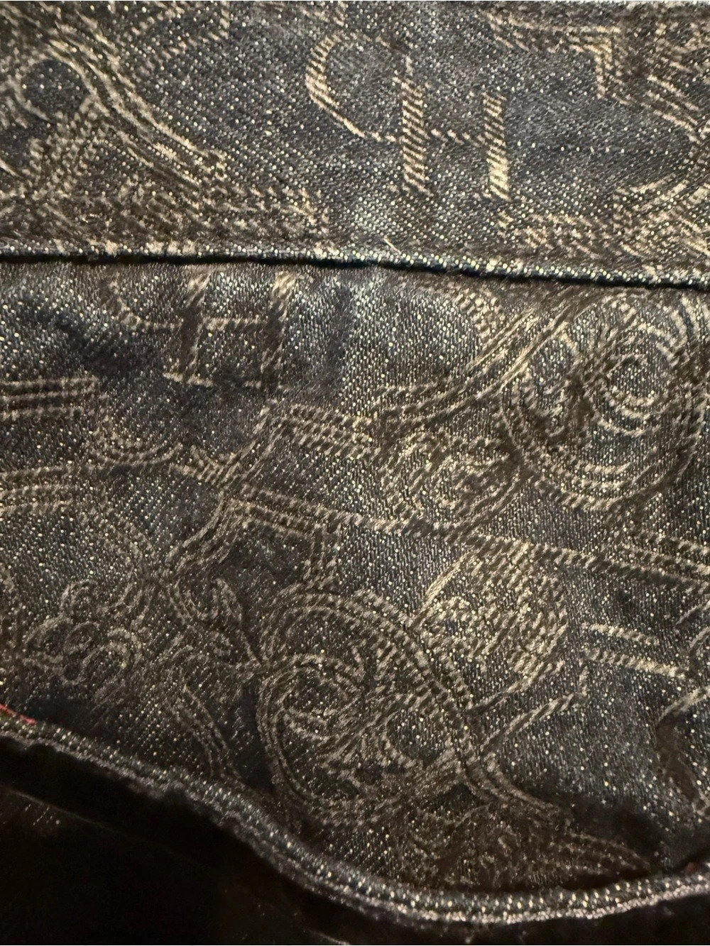 VTG Crown Holder Embellished Jeans Black & Blue Waist 36 - Picture 13 of 13
